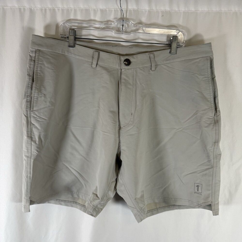 1st Phorm Shorts Men's 2XL 40 Beige Chino Cargo Pocket Zip 7" Inseam